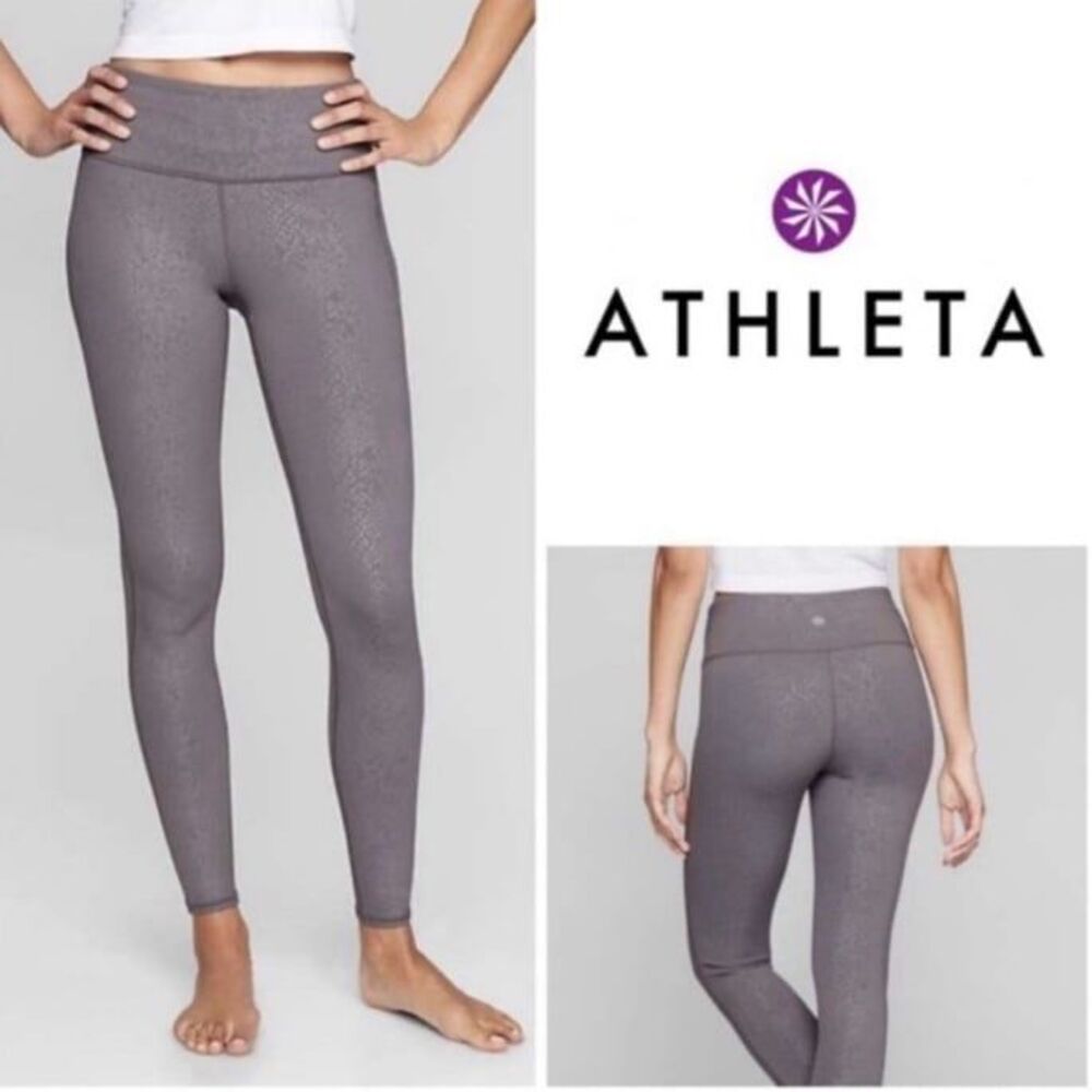 Athleta High Rise Serpent Chaturanga Leggings Gray Reptile Print M